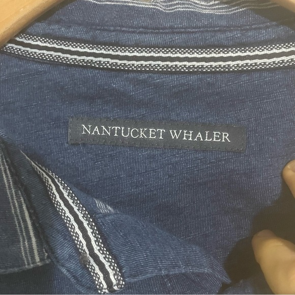 Nantucket Whaler Polo Shirt Men’s XL Blue Striped Golf Preppy Short Sleeve Logo - Picture 2 of 8